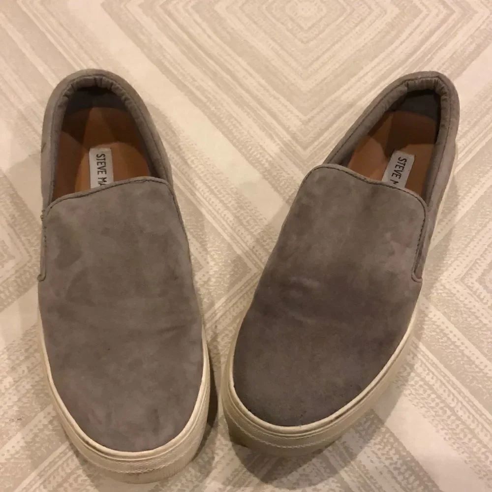 Steve Madden Suede Sand Colored Slip On Sneakers